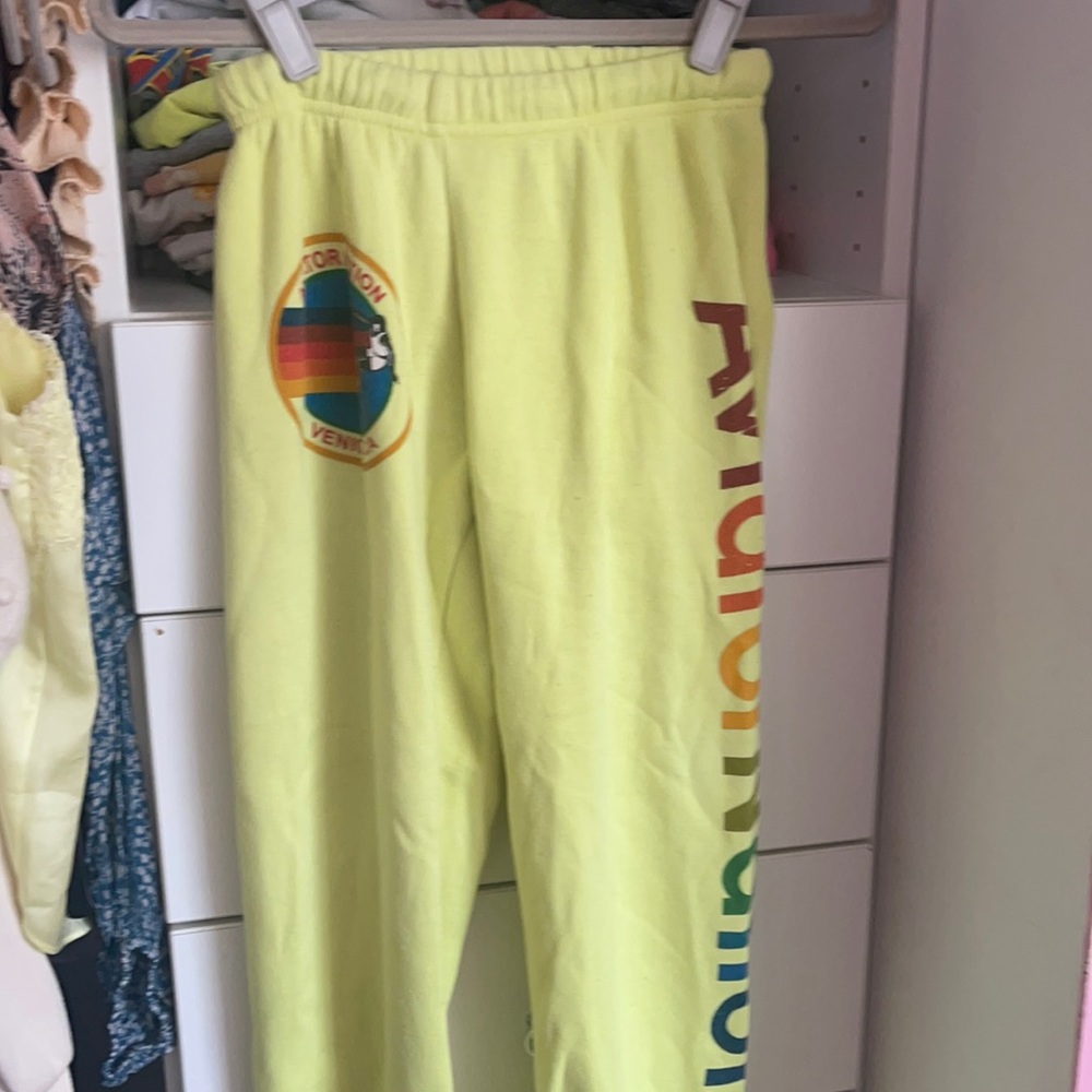 Aviator nation neon yellow logo sweats